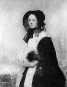 Portrait Of A Young Lady With A Muff by William Powell Frith