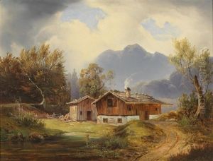 Scene Of The Salzkammergut With View Of The Hoher Goll by Melchior Fritsch