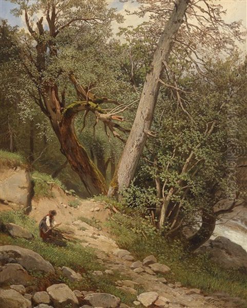 Waldlandschaft Mit Holzsammlern - view 1