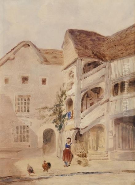 Dutch Scene Of A Woman And Chickens - view 1