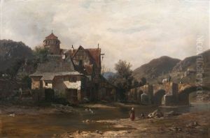 Hauser Am Flus by Max Fritz