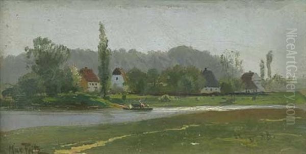 Fluslandschaft Mit Fahrboot - view 1