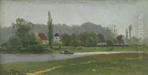 Fluslandschaft Mit Fahrboot by Max Fritz