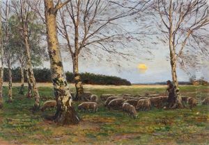 Schafer Mit Seiner Herde by Wilhelm Fritzel