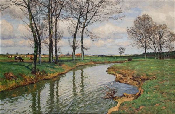 Niederrheinische Fluslandschaft Im Fruhling - view 1