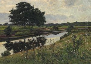 Weite Sommerlandschaft Mit Fluslauf by Wilhelm Fritzel