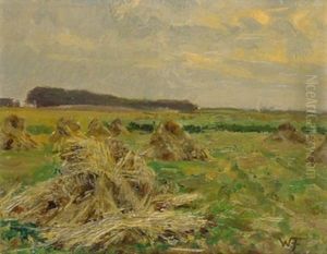 Heugarben Auf Dem Felde Bei Aufziehendem Regen Heugarben Auf Dem Felde Bei Aufziehendem Regen