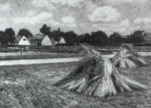 Getreidehocken Am Dorfrand by Wilhelm Fritzel