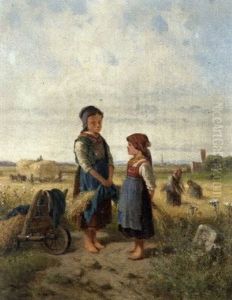 Bauernkinder Bei Der Kornernte by Bernhard Froehlich