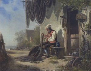 Fischer Beim Netzflicken by Bernhard Froehlich