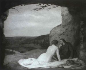 Picknick In Toskanischer Landschaft by Otto Froehlich