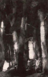 Waldstuck Mit Figurenstaffage by Otto Froehlich