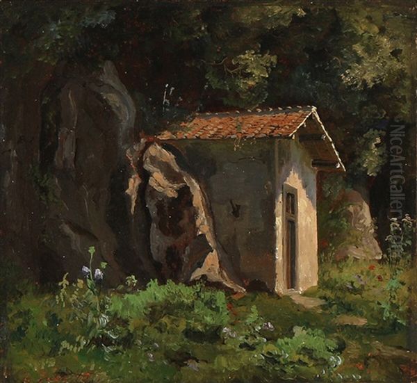 View From Italy With A Small House Built Into A Rockwall - view 1