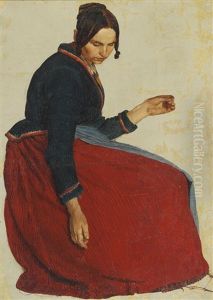 Portrait Of A Woman In A Red Skirt Portrait Of A Woman In A Red Skirt