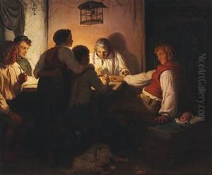 Interior With Cardplayers by Lorenz Frolich