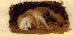 Un Berger De Brie Endormi by Lorenz Frolich