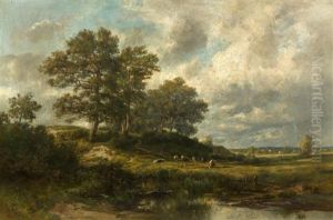 Baumbesetzter Hugel Mit Teich by Otto Froelicher