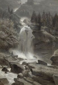 Giessbach Falls At Lake Brienz by Otto Froelicher