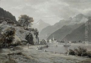 View From Fluelen With The Old Gotthard Road And The Urirotstock In The Background
