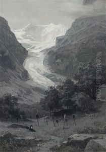 View Of Grindelwald Glacier From A Churchyard