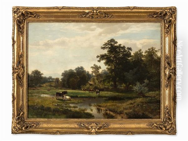 Cows By The Pond - view 1