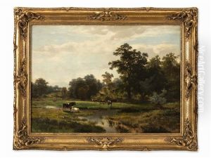 Cows By The Pond by Otto Froelicher