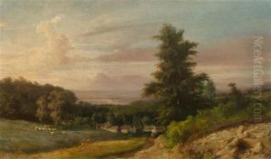 Evening Landscape With Flock Of Sheep by Otto Froelicher