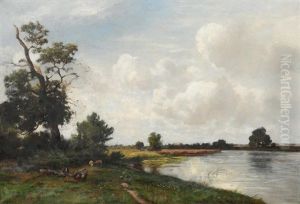 Uferlandschaft Mit Schafhirt by Otto Froelicher