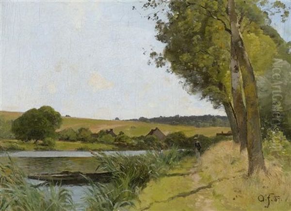 Flusslandschaft Mit Fischer - view 1