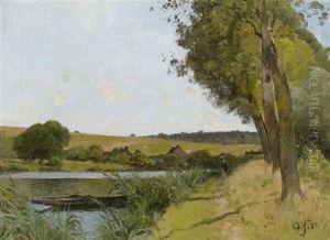 Flusslandschaft Mit Fischer by Otto Froelicher