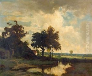 Landschaft Mit Teich Und Gehoft by Otto Froelicher