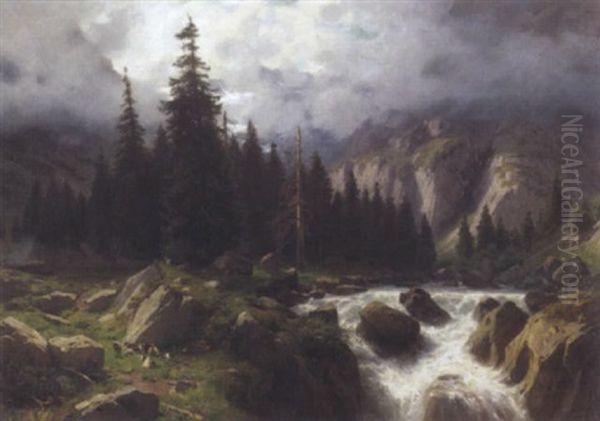 Landschaft Mit Bergbach (im Berner Oberland?) - view 1