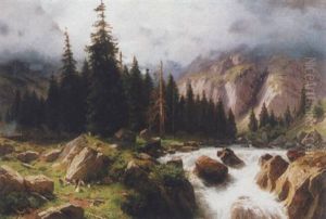 Wildbach In Berglandschaft by Otto Froelicher