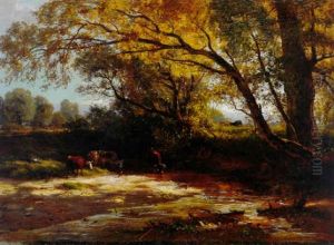 Kuhe Am Flussufer by Otto Froelicher
