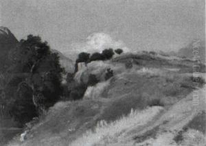Landschaft Mit Bewachsener Hugelkuppe Und Weg