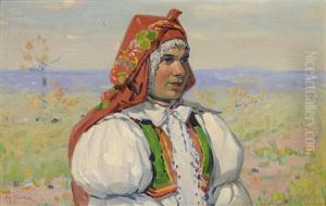 A Girl In A Folk Costume by Antos Frolka