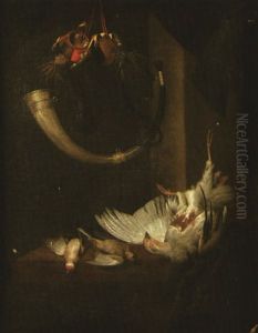 Nature Morte A La Corne Et Au Gibier by Hendrik de Fromantiou