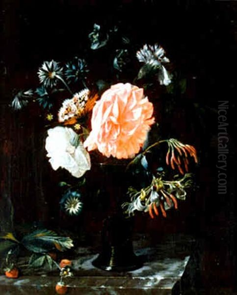 Bouquet De Fleurs Sur Un Entablement En Pierre - view 1