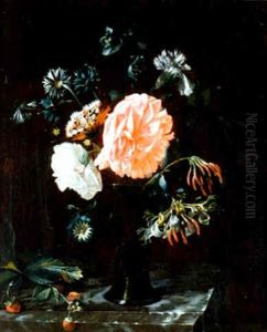 Bouquet De Fleurs Sur Un Entablement En Pierre