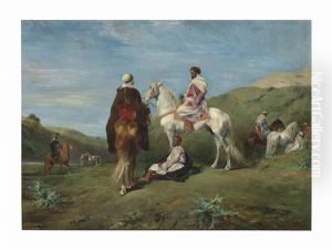 Rencontre De Chefs Arabes by Eugene Fromentin