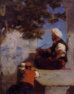 Arabe Sur Un Mur by Eugene Fromentin