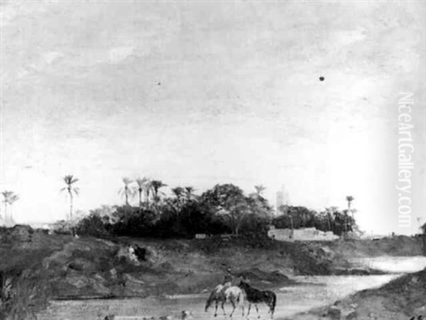 Les Chevaux Pres De L'oued - view 1