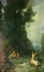 Centaurs Et Centauresses S'exercant Au Tir De L'arc by Eugene Fromentin