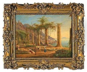 Blick Von Der Terrasse Des Kapuzinerklosters Auf Die Kuste Und Die Bucht Von Amalfi Im Abendlicht