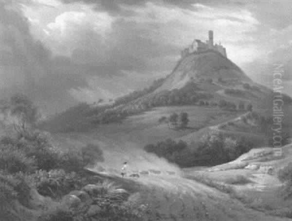 Landschaft Mit Schafherde Und Aufziehemdem Gewitter - view 1