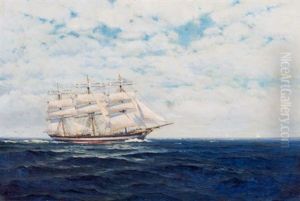 Vollschiff In Ruhiger See by Ernst Frommhold