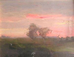 Petit Paysage Americain, Coucher De Soleil by Charles Henry Fromuth