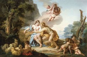 Scene Allegorique Avec Amoureux Et Putti Dans Un Paysage Arcadien by Jean Charles Frontier