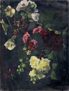 Blumenstilleben Mit Stockrosen, Lowenmaul, Hibiskus Und Rosen by Bertha Froriep