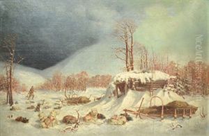 Siberian Musher And Dogs by George Albert Frost